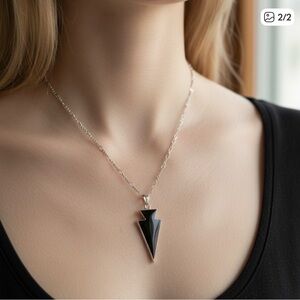 Black Arrowhead Pendant Necklace